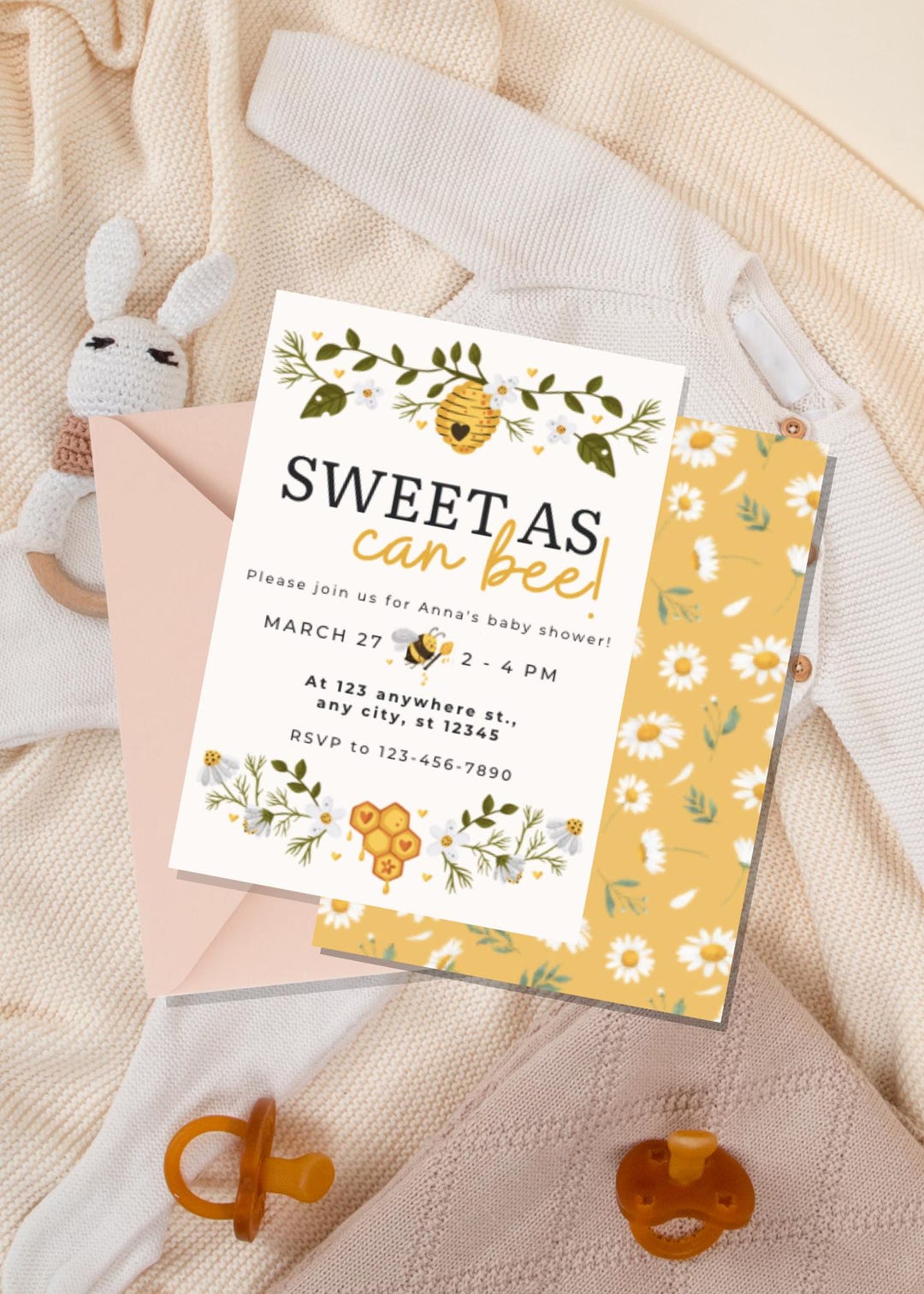 Sweet as Can Bee Baby Shower Invite Template - Etsy