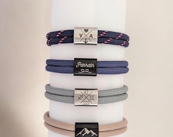 Pulsera personalizada para hombre. Pulsera ajustable con nudos corredizos. Regalo para padrino, madre o padre. Regalo para el Día del Padre.