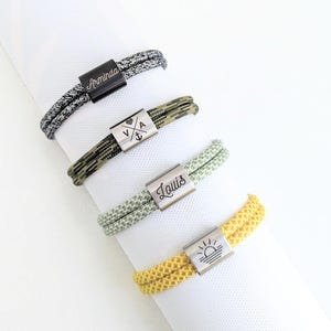 Personalized men&#39;s bracelet. Adjustable sliding knot bracelet. Gift for godfather, mom, dad. Engraved rope bracelet for uncle, couple bracelet,
