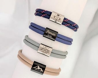 Bracelet homme personnalisé. Bracelet réglable nœuds coulissant.Cadeau parrain, maman,papa. Bracelet corde gravé tonton, cadeau couple