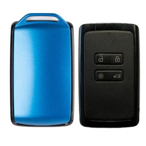 BLEU SOMMET SATIN Coque etui protection clé carte mains-libres compatible Renault Dacia fabriquée en France