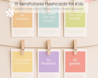 Mindfulness Flashcards for Kids: Pastel Affirmations, Emotional Regulation (Digital Download)