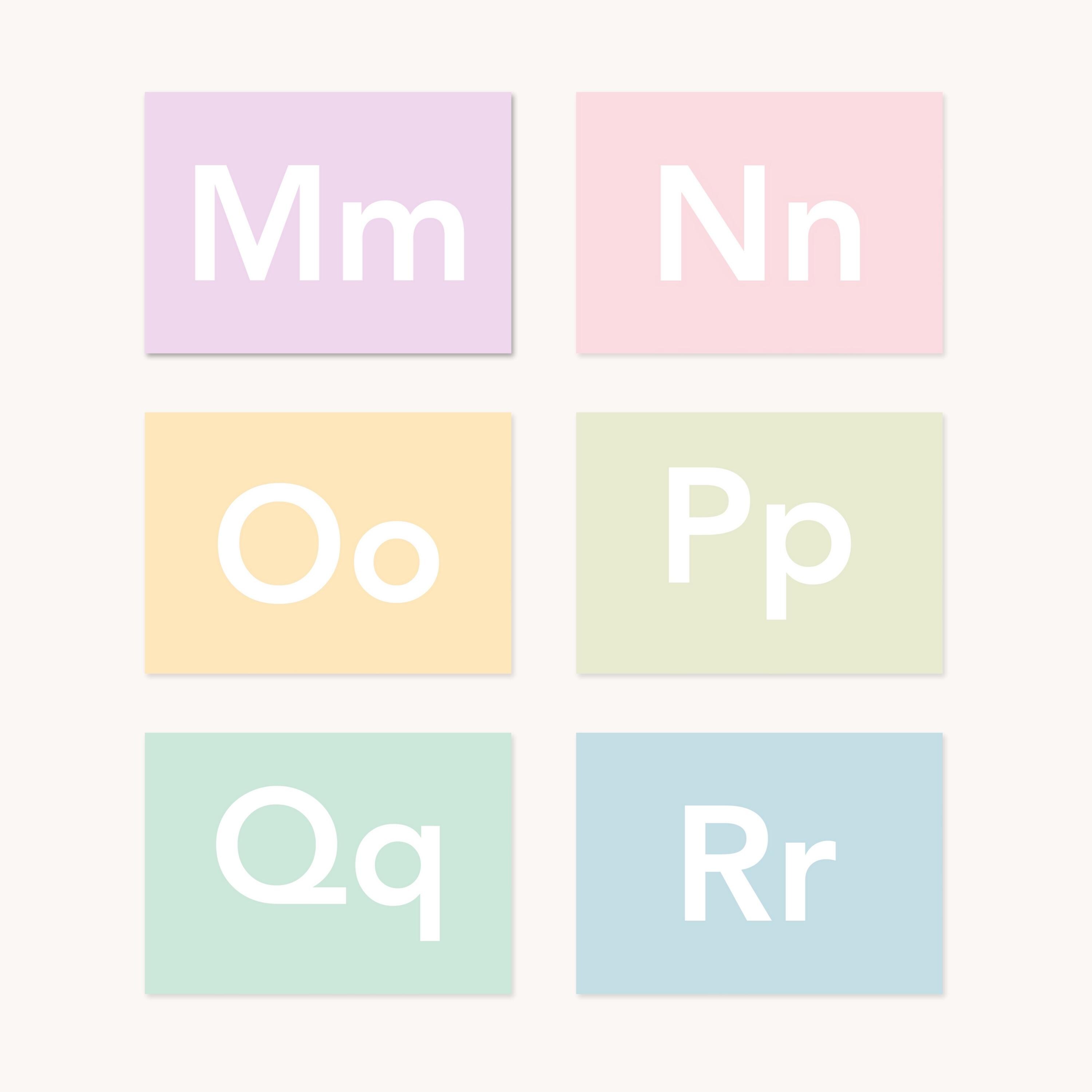 Printable Pastel Alphabet Flashcards, ABC Learning Cards for Toddlers ...