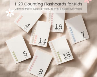 Cartes numériques Montessori 1-20 : cartes de comptage imprimables (téléchargement numérique)