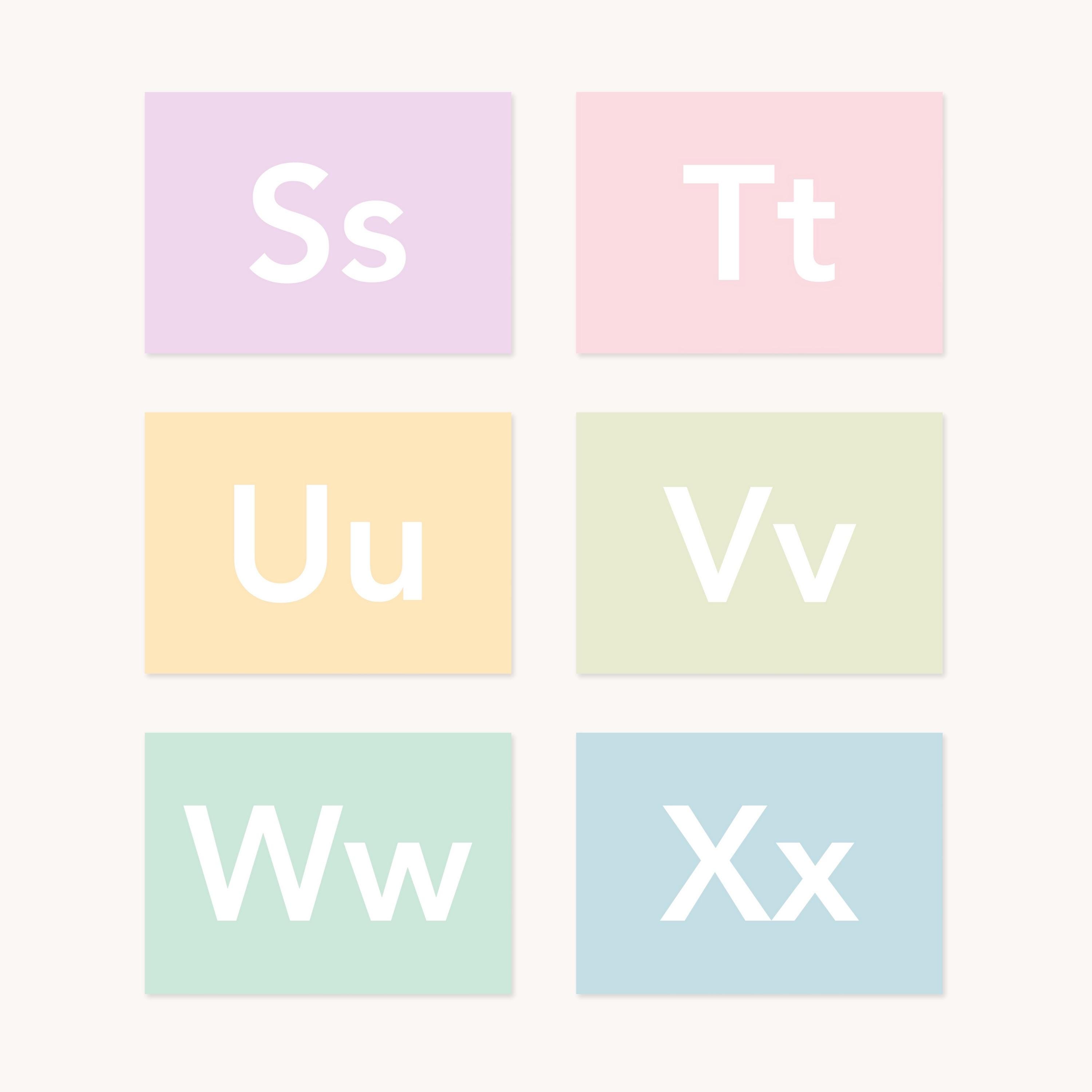 Printable Pastel Alphabet Flashcards, ABC Learning Cards for Toddlers ...