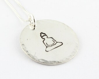 Buddha Necklace - Sterling Silver Necklace - Gift for Yoga Lover - Meditation Necklace - Meditate Necklace - Yoga Gift - Yoga Necklace