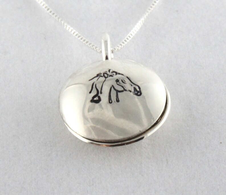Personalized Necklace Horse Gift Sterling Silver Necklace Horse Necklace Horseback Rider Gift Locket Necklace -Birthstone Necklace