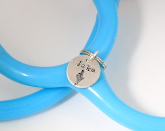 Vet Stethoscope Tag, Veterinarian Tag, Vet Tech Tag, Stethoscope Name Tag, Stethoscope Charm, ID Ring, Personalized Stethoscope Name Tag