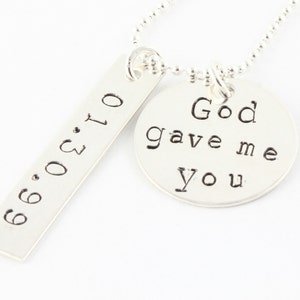 God Gave Me You Necklace - Double Sided Rectangle - Wedding Necklace With Date - Personalized Necklace-Custom Necklace -Valentine&#39;s Day Gift