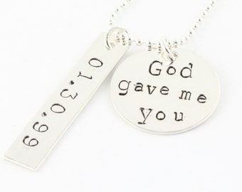 God Gave Me You Necklace - Mother&#39;s Day Gift For Mom - Personalized Necklace - Wedding Necklace With Date - Custom Mother&#39;s Necklace