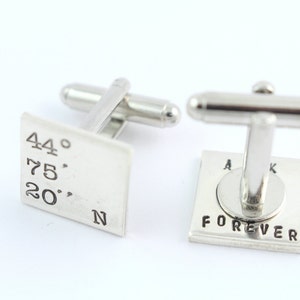 Secret Message Cufflinks - Coordinates Cufflinks - Gift For Dad - Custom Men&#39;s Cuff Links - Sterling Silver Cufflinks - Shirt Fastener - GPS