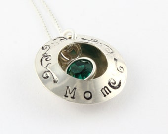 Locket Necklace - Birthstone Necklace - Sterling Silver Necklace - Personalized Necklace - Mother's Day Gift for Mom - Gift for Grandmother