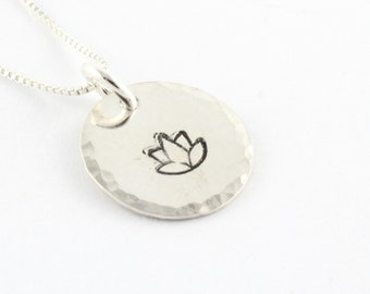 Lotus Flower Necklace - Sterling Silver Necklace - Gift for Yoga Lover - Yoga Gift - Ohm Necklace - Peace Necklace - Lotus Necklace