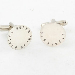Father of the Bride Cufflinks - Cuff Links - Sterling Silver Cufflinks - Personalized Cuffllinks - Gift for Men - Custom Cufflinks