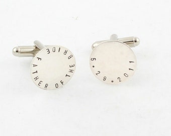 Father of the Bride Cufflinks - Cuff Links - Sterling Silver Cufflinks - Personalized Cuffllinks - Gift for Men - Custom Cufflinks