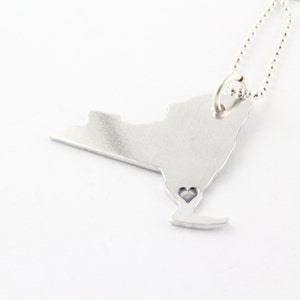 New York Halskette - New York State Halskette - NY Halskette Silber - I love NY - Personalisiertes Geschenk für sie - State Outline Halskette