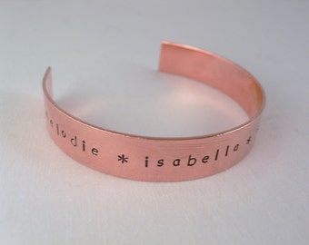 Copper Bracelet - Cuff Bracelet - Mother's Day Gift - Personalized Bracelet - Custom Bracelet - Gift for Mom - Customized Bracelet