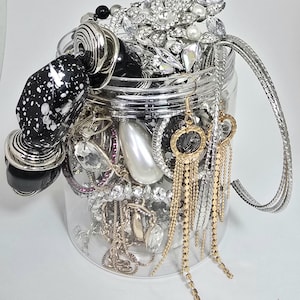 Custom Jewelry Jar, Jewelry Box, Curated Jewelry Jars Vintage Necklaces, Bracelets, Rings, Earrings, Pins & Trinkets, Glam Jewelry, Fairy