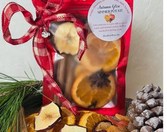 Autumn Glow Stovetop Potpourri - Fall Simmer Pot Kit - Natural Home Fragrance - Apple Orange Cinnamon Scent - Cozy House Gift- Dried Fruit