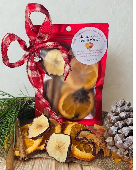 Autumn Glow Stovetop Potpourri - Fall Simmer Pot Kit - Natural Home Fragrance - Apple Orange Cinnamon Scent - Cozy House Gift- Dried Fruit