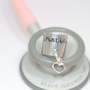 Stethoscope ID Tag, Valentine's Day Gift For Nurse, Stethoscope Name Tag with Heart, Stethoscope Charm, Personalized Present for Nurse