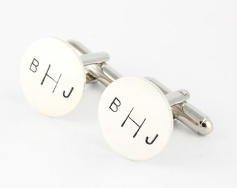 Boutons de manchette personnalisés - Boutons de manchette monogramme - Boutons de manchette personnalisés - Boutons de manchette en argent - Cadeau de fête des pères pour papa - Cadeaux de garçons d'honneur pour mariage