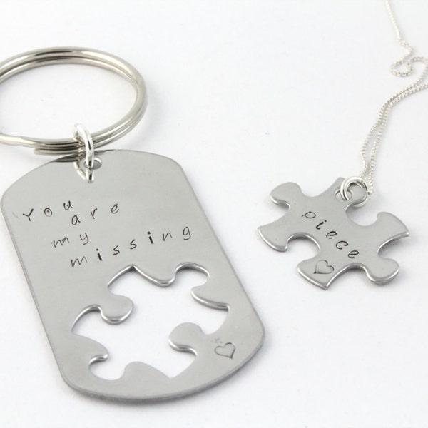 Christmas Gift - You Are My Missing Piece Keychain - Puzzle Piece Keychain - Puzzle Piece Necklace - Matching Couple's Gift - Anniversary