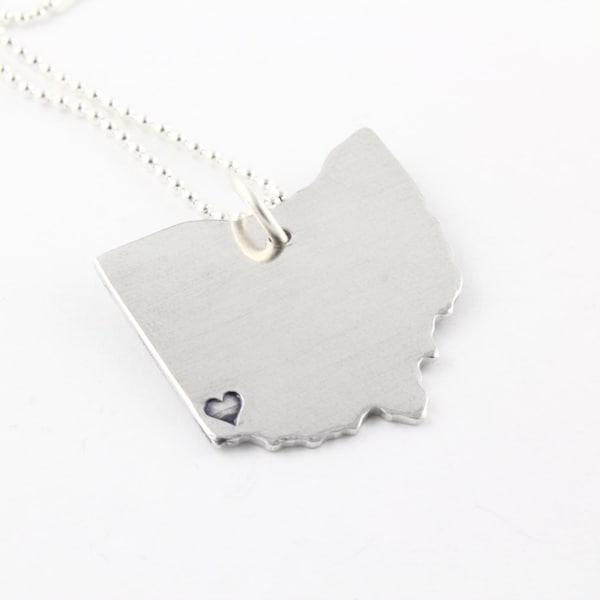 Ohio Necklace - State Outline Necklace - I Love Ohio Necklace - Graduation Gift for Graduate - Cincinnati Necklace - Columbus Necklace
