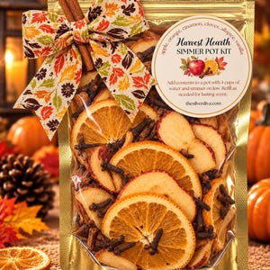 Ernte Herd Herbst Herd Potpourri - Herbst Simmer Pot Kit - Natürlicher Raumduft - Apfel Orange Zimt - Gemütliches Einweihungsgeschenk