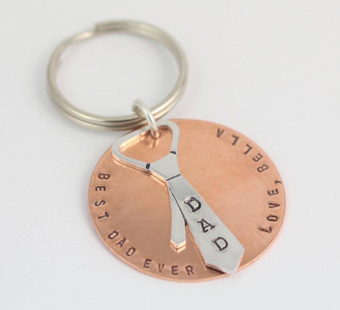 Father's Day Gift Best Dad Ever Tie Personalized Keychain Key Chain Custom Key Ring Dad Father ...