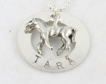 Horse Necklace - Horse Lover Gift - Sterling Silver Necklace - Personalized Necklace - Cowgirl Gift - Custom Necklace - Barrel Racing Gift