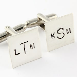 Personalized Square Cufflinks - Sterling Silver Cufflinks - Monogram Cuff Links - Customized Father's Day Gift for Men - Custom Gift for Dad