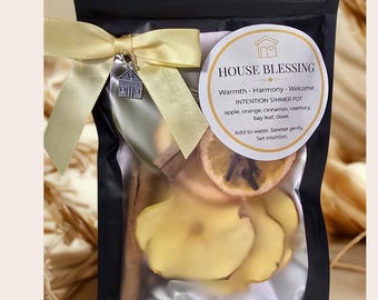 Kit de olla a fuego lento para bendición de la casa / Ritual de bendición del hogar / Popurrí para estufa / Regalo de inauguración de la casa / Olla a fuego lento para casa nueva / Cristal y amuleto para la casa