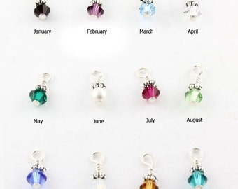 Birthstone Charms - Swarovski Crystal Birthstone - Handwrapped Birthstone - Birth Stone Charm - Wholesale Birthstone Charms