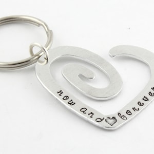 Heart Keychain - Heart Key Ring - Heart Key Chain - Custom Message - Key Fob - Silver Keyring - Spiral Heart Keychain -Personalized Keychain