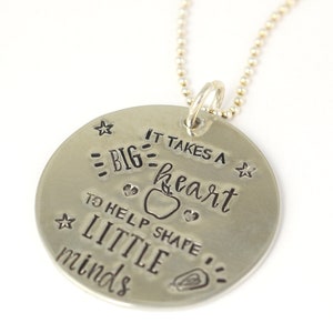 Teacher Necklace - Teacher Gift - Teach Necklace - Apple Necklace - Christmas Gift For Teacher - Thank You Gift from Child - Silver Necklace