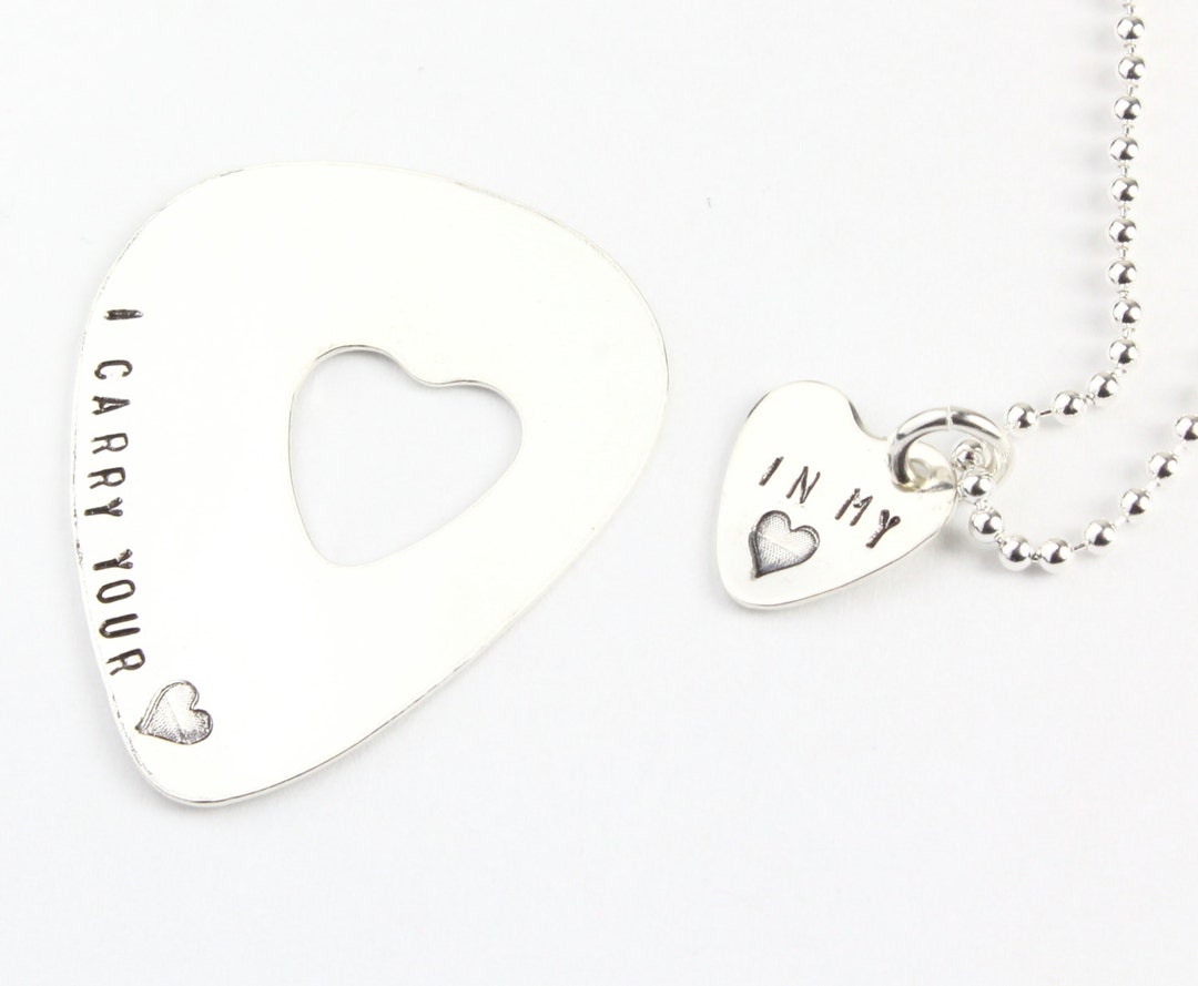 Guitar Pick Heart Necklace Matching Couple's Gift Etsy