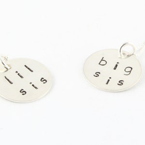 Little Sister and Big Sister Necklaces Sister Gifts New Baby Gifts Sibling Sterling Silver Gifts Christmas Gift image 1