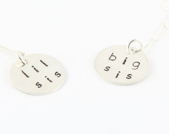 Little Sister and Big Sister Necklaces - Sister Gifts - New Baby Gifts - Sibling Sterling Silver Gifts - Christmas Gift