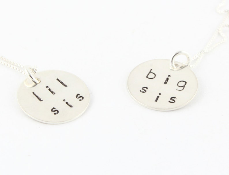 Little Sister and Big Sister Necklaces Sister Gifts New Baby Gifts Sibling Sterling Silver Gifts Christmas Gift image 1