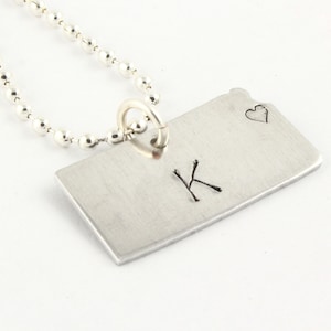 Personalized State of Kansas Necklace - Kansas State - Hand Stamped State Outline - I Love Kansas