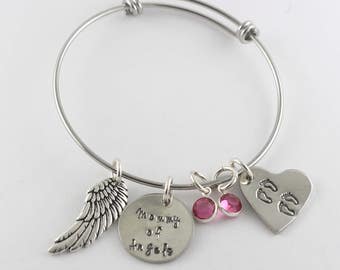 Mommy of an Angel Bracelet - Bangle Bracelet - Custom Mother's Day Gift - Twins Bracelet - Memorial Bracelet - Miscarriage Bracelet