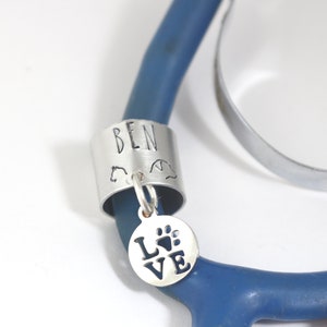 Stethoscope ID Tag - Veterinarian Stethoscope ID Ring - Vet Gift - Vet Stethoscope Charm - Personalized Stethoscope Name Tag - VT Gift