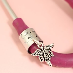 Nurse Gift - BSN Gift - Stethoscope ID Tag - Stethoscope ID Ring - Stethoscope Charm - Personalized Stethoscope Name Tag - Nurse Graduation