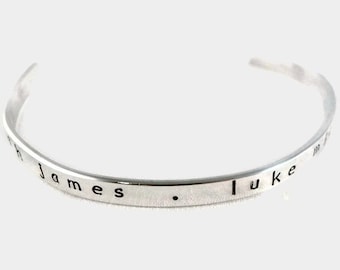 Mother's Day Gift for Mom - Personalized Sterling Silver Cuff Bracelet - Custom Hand Stamped Name or Date Gift for Grandma - Customized