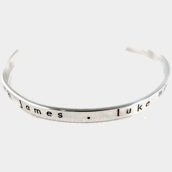 Mother's Day Gift for Mom - Personalized Sterling Silver Cuff Bracelet - Custom Hand Stamped Name or Date Gift for Grandma - Customized