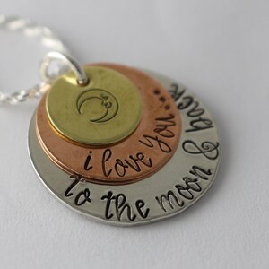 I Love You to the Moon And Back Necklace - Silver Necklace - Brass Necklace - Custom Necklace - Gift For Mom - Gift For Grandma-Mother&#39;s Day