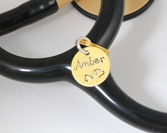 Stethoskop Tag, Tierarzt Tag, Vet Tech Tag, Stethoskop-Namensschild, Stethoskop-Anhänger, ID-Ring, personalisiertes Stethoskop-Namensschild