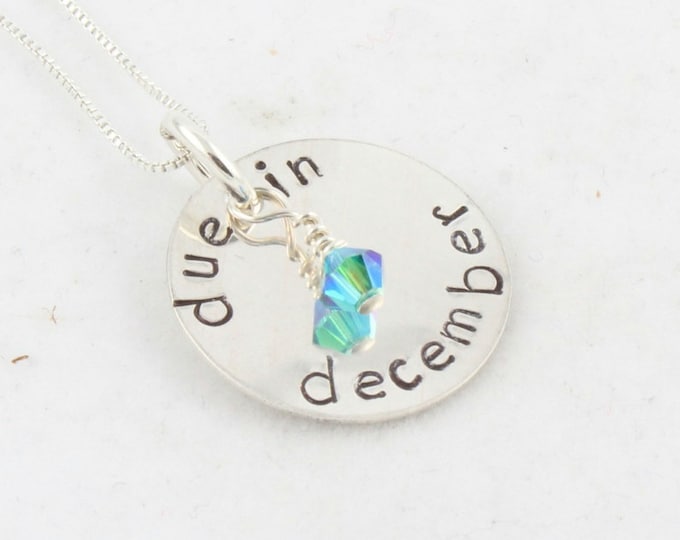 Due Date Necklace - Maternity Necklace - Pregnancy Necklace - Baby Shower Gift - New Baby Necklace - Birthstone Necklace - Pregnant Necklace