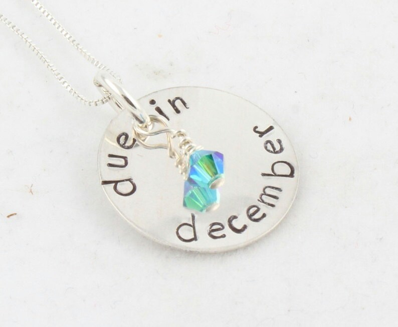 Due Date Necklace Maternity Necklace Pregnancy Necklace Baby Shower Gift New Baby Necklace Birthstone Necklace Pregnant Necklace image 1